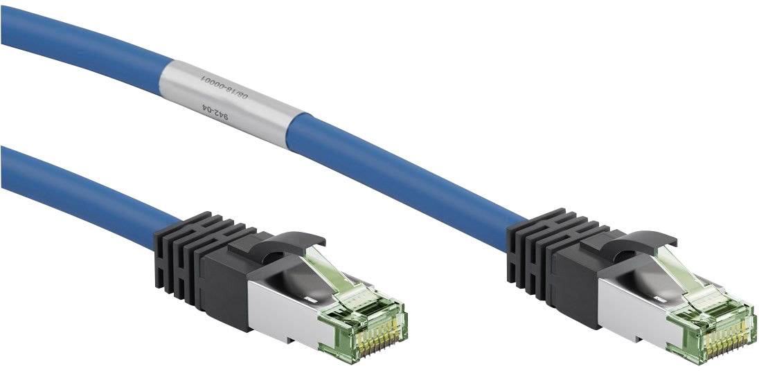 Goobay 45657 RJ45 Netzwerkkabel, Patchkabel CAT 8.1 S/FTP 25.00 cm Blau Halogenfrei, mit Rastnasenschutz, vergoldete Steckkontakte 1 St.