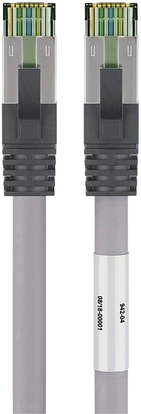 Goobay 55137 RJ45 Patchkabel CAT 8.1 S/FTP 2.00 m Grau Halogenfrei, mit Rastnasenschutz, vergoldete Steckkontakte 1 St.