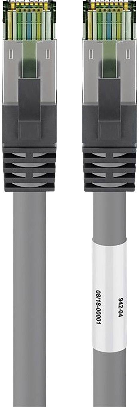 Goobay 55136 RJ45 Netzwerkkabel, Patchkabel CAT 8.1 S/FTP 1.00 m Grau Halogenfrei, mit Rastnasenschutz, vergoldete Steckkontakte 1 St.
