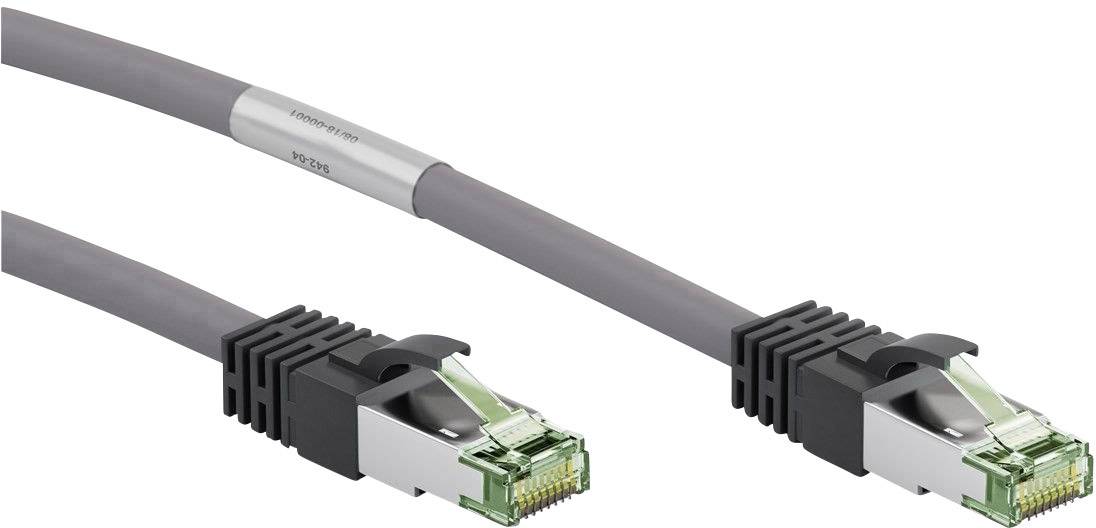 Goobay 55144 RJ45 CAT 8.1 S/FTP 25.00 m Grau Halogenfrei, mit Rastnasenschutz, vergoldete Steckkontakte 1 St.