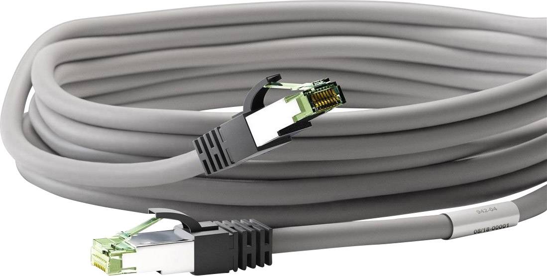 Goobay 55137 RJ45 Patchkabel CAT 8.1 S/FTP 2.00 m Grau Halogenfrei, mit Rastnasenschutz, vergoldete Steckkontakte 1 St.