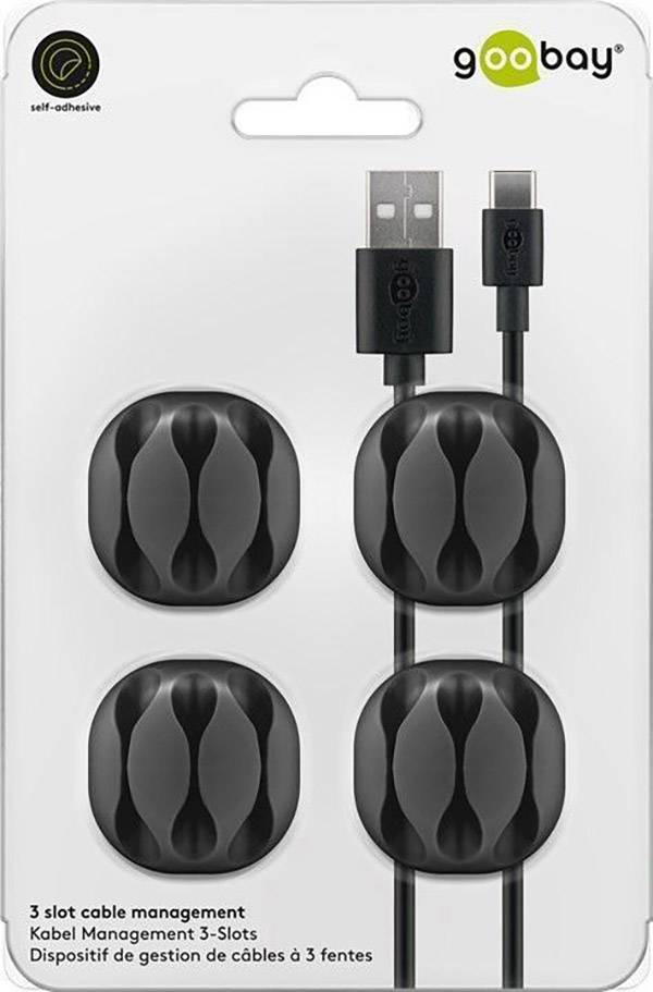 Goobay Kabelmanger-Set selbstklebend 70398 Schwarz 4 St.