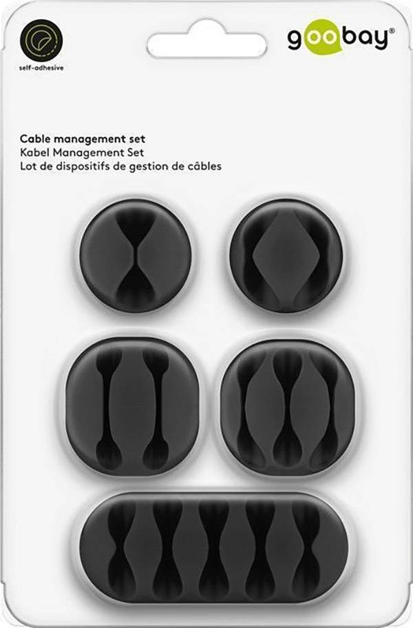 Goobay Kabelmanger-Set selbstklebend 70683 Schwarz 1 Set