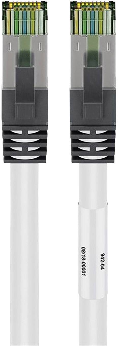 Goobay 55124 RJ45 Patchkabel CAT 8.1 S/FTP 1.00 m Weiß Halogenfrei, mit Rastnasenschutz, vergoldete Steckkontakte 1 St.