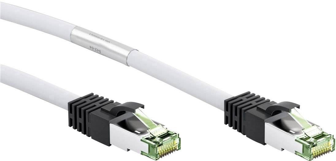 Goobay 55128 RJ45 CAT 8.1 S/FTP 7.50 m Weiß Halogenfrei, mit Rastnasenschutz, vergoldete Steckkontakte 1 St.