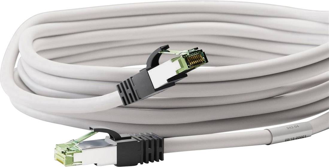 Goobay 55125 RJ45 Netzwerkkabel, Patchkabel CAT 8.1 S/FTP 2.00 m Weiß Halogenfrei, mit Rastnasenschutz, vergoldete Steckkontakte 1 St.