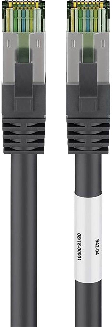 Goobay 66719 RJ45 Patchkabel CAT 8.1 S/FTP 25.00 cm Schwarz Halogenfrei, mit Rastnasenschutz, vergoldete Steckkontakte 1 St.