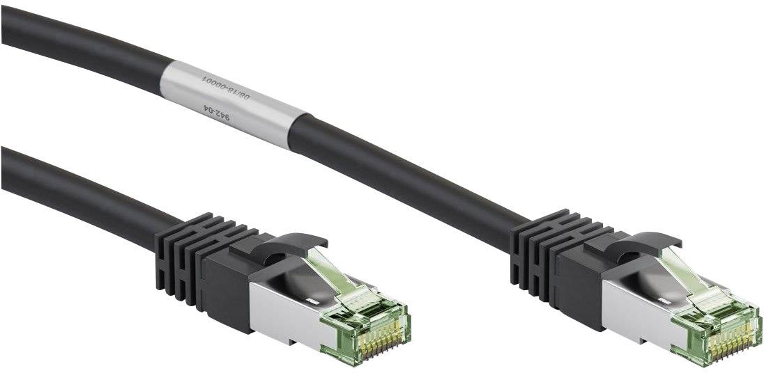 Goobay 66719 RJ45 Patchkabel CAT 8.1 S/FTP 25.00 cm Schwarz Halogenfrei, mit Rastnasenschutz, vergoldete Steckkontakte 1 St.