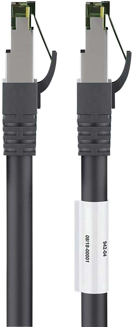 Goobay 66719 RJ45 Patchkabel CAT 8.1 S/FTP 25.00 cm Schwarz Halogenfrei, mit Rastnasenschutz, vergoldete Steckkontakte 1 St.