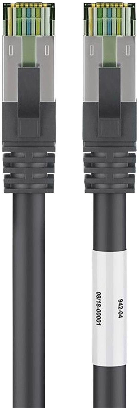 Goobay 66719 RJ45 Patchkabel CAT 8.1 S/FTP 25.00 cm Schwarz Halogenfrei, mit Rastnasenschutz, vergoldete Steckkontakte 1 St.