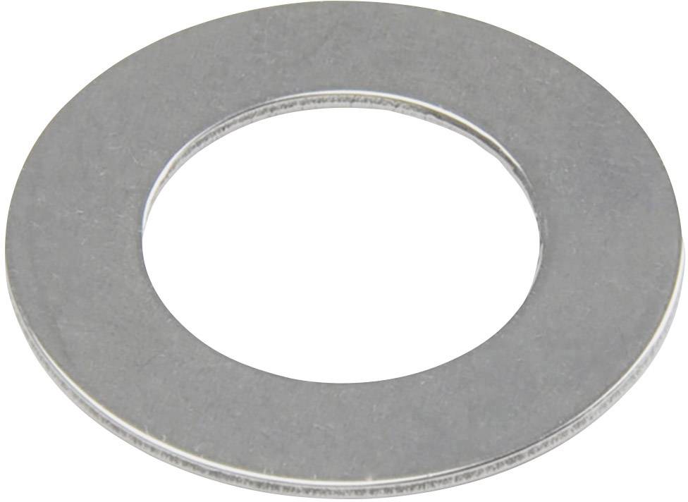 Eine flache, runde Metallscheibe mit einem Loch in der Mitte.