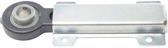 Metallteil mit zylindrischem Lager links und rechteckiger Basis rechts, möglicherweise ein Maschinenelement oder Bauteil.