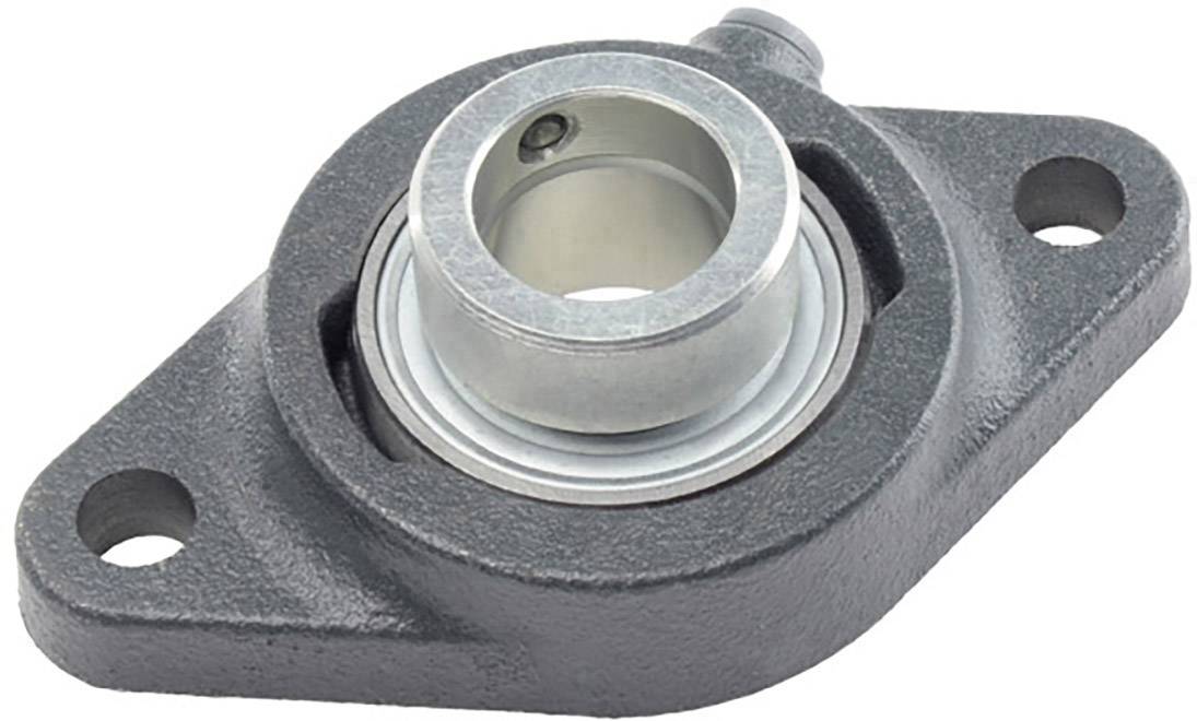 Ein metallisches Lagergehäuse mit zwei Befestigungslöchern. Es dient zur Halterung und Bewegung von rotierenden Teilen in Maschinen.