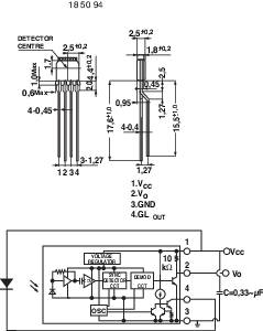 Sharp IS471FE IR-Detektor Sonderform axial bedrahtet 940 nm