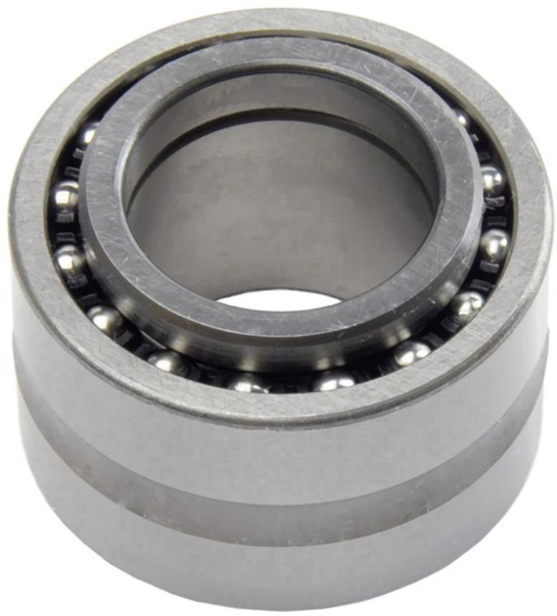 Ein Metallkugellager, zylindrisch, mit sichtbaren Kugeln zwischen zwei ringförmigen Schalen. Geeignet für mechanische Anwendungen.