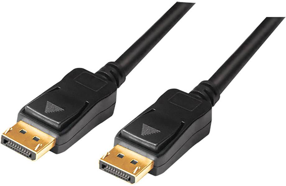 Zwei schwarze DisplayPort-Kabel mit goldenen Steckern.