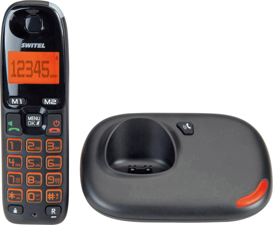 Switel Vita DC 5002 Schnurloses Seniorentelefon B-Ware (Garantieaustauschware) Freisprechen, inkl. Mobilteil Schwarz, Orange