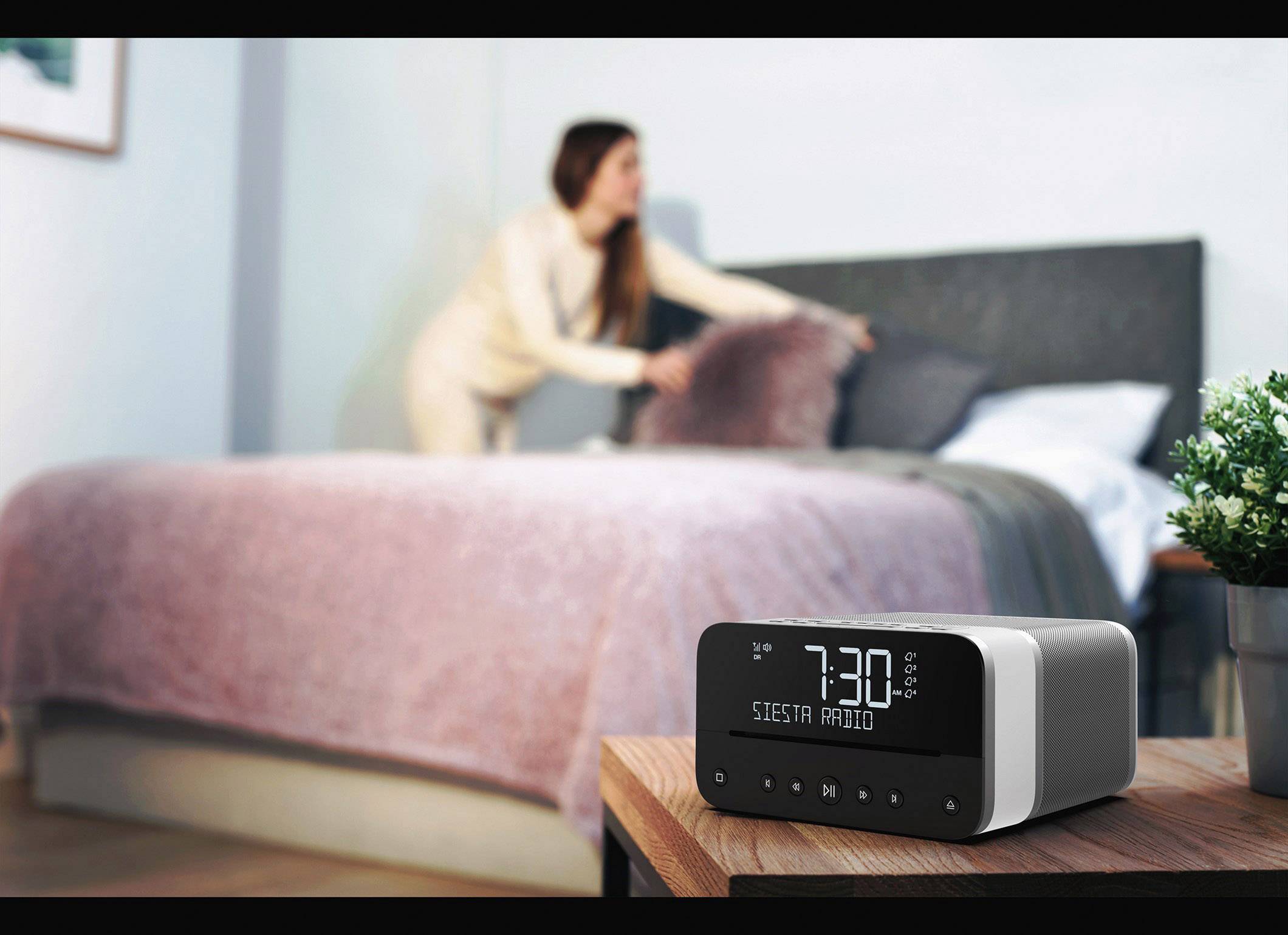 Pure Siesta Home Radiowecker UKW Bluetooth®, CD, USB Akku-Ladefunktion Weiß