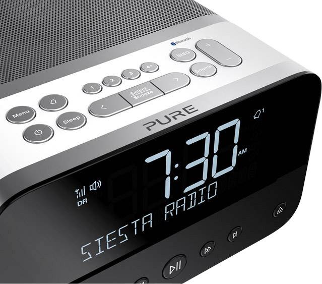 Pure Siesta Home Radiowecker UKW Bluetooth®, CD, USB Akku-Ladefunktion Weiß