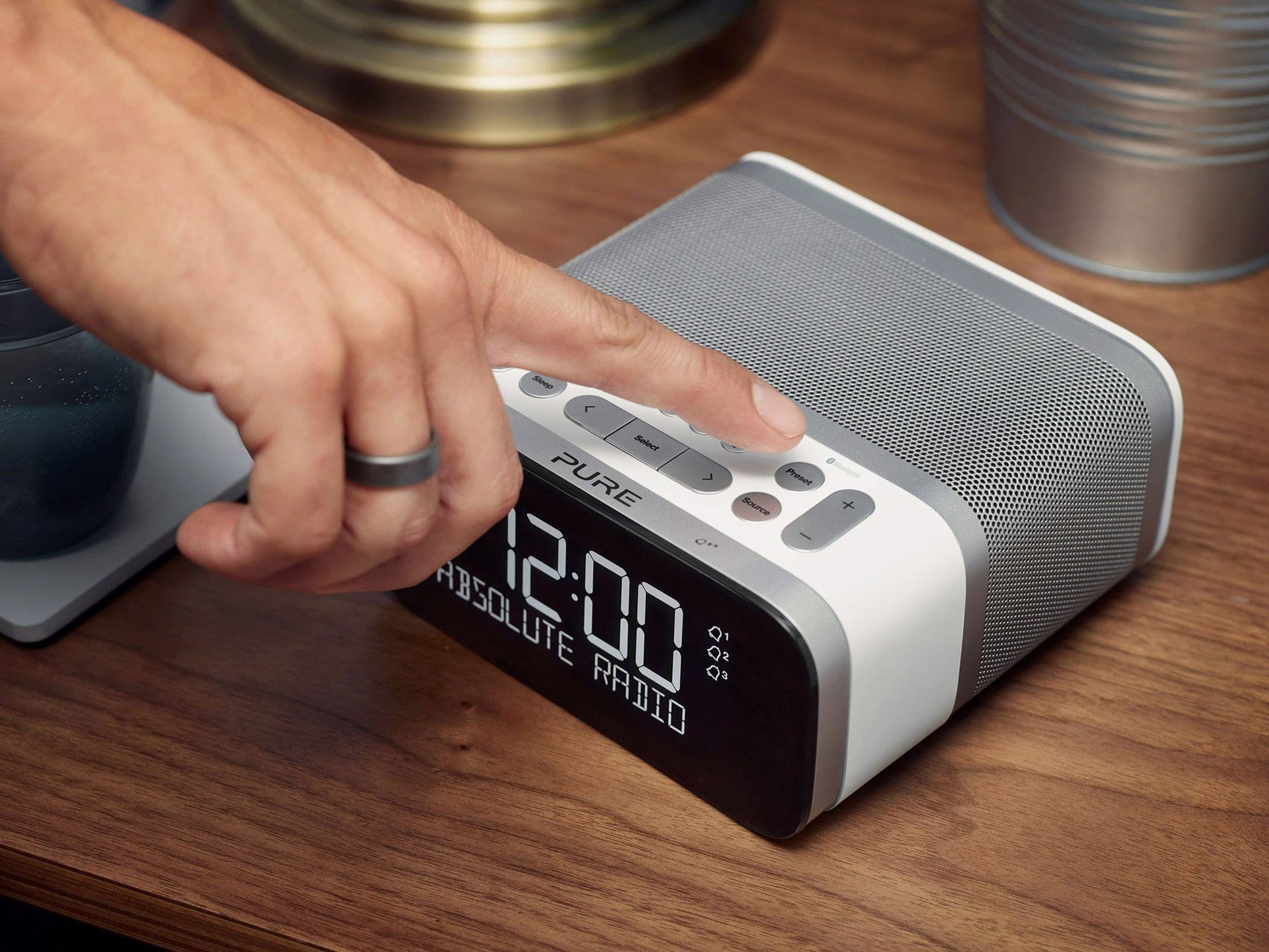 Pure Siesta S6 Radiowecker UKW Bluetooth®, USB Akku-Ladefunktion Weiß