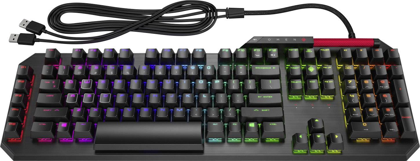 Omen OMEN Sequencer Keyboard USB Gaming-Tastatur Deutsch, QWERTZ Schwarz, Multi-Color Beleuchtet, Integriertes Scrollrad, USB-Anschluss