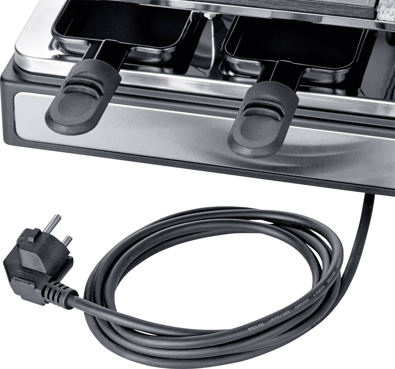 Severin RG2344 Raclette 8Pfännchen Edelstahl, Schwarz