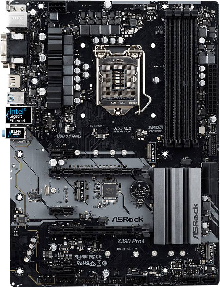 ASRock Z390 PRO 4 Mainboard Sockel (PC) Intel® 1151v2 Formfaktor (Details) ATX Mainboard-Chipsatz Intel® Z390