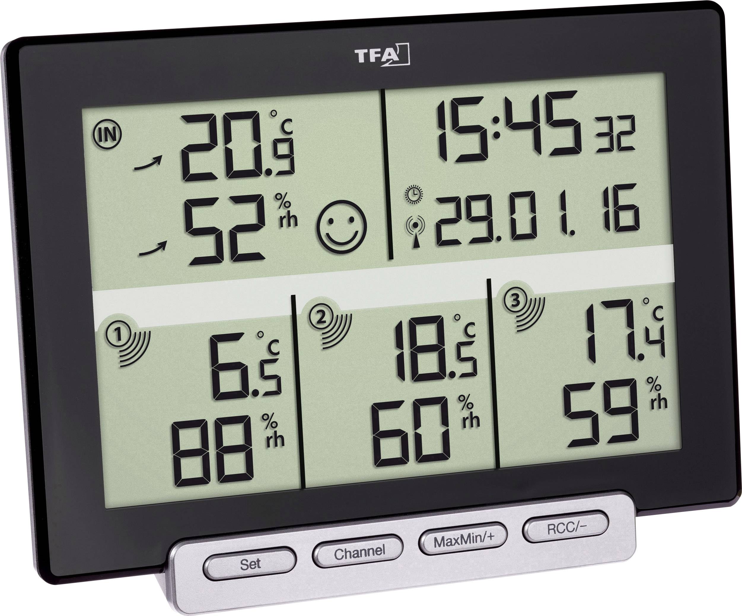 TFA Dostmann Multi-Sens Funk-Thermo-/Hygrometer Schwarz 30.3057.01