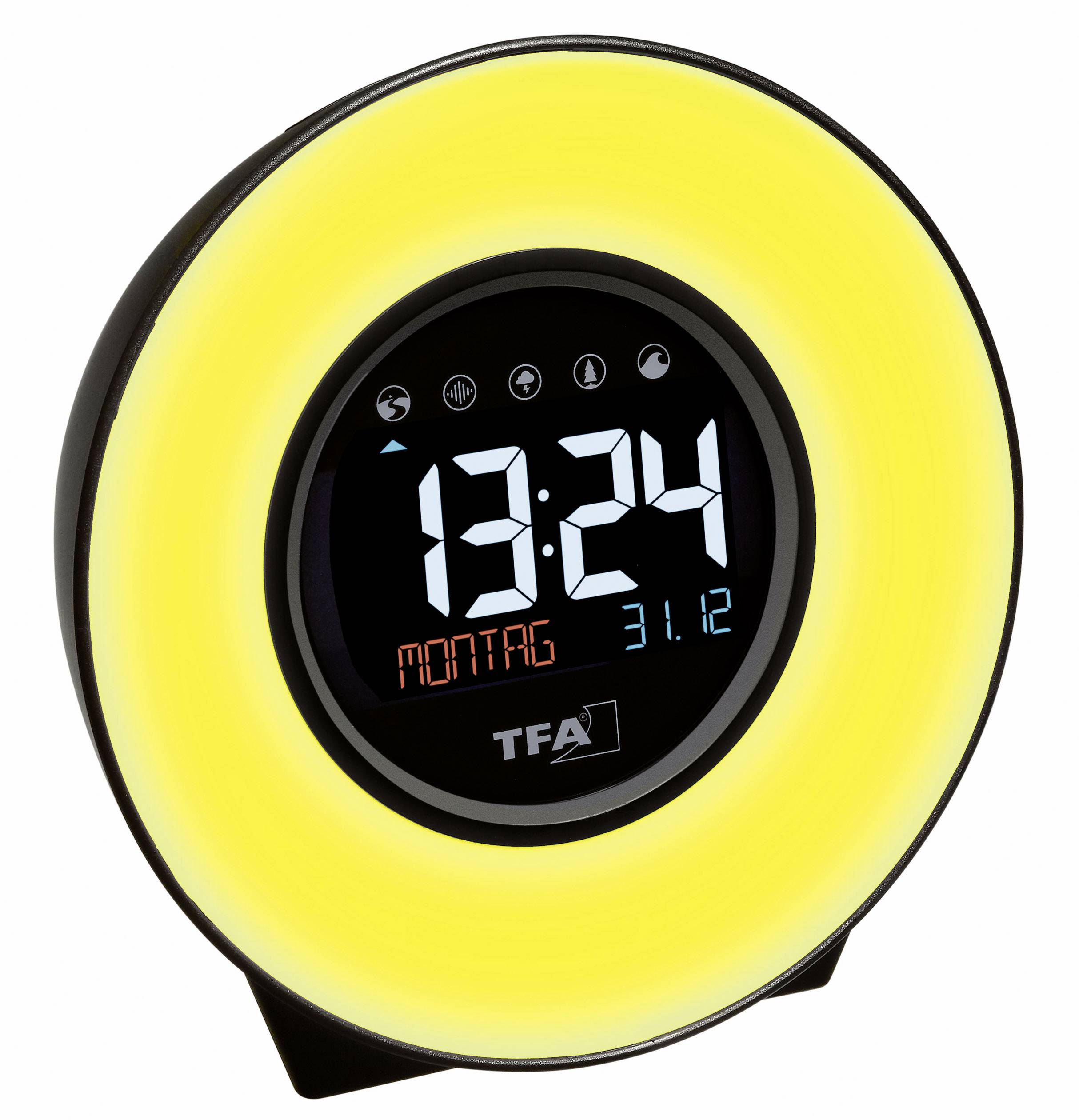 TFA Dostmann 60.2023.02 Quarz Wecker Weiß, Blau, Gelb, Grün, Rosa, Rot, Hellblau Alarmzeiten 1 Großes Display