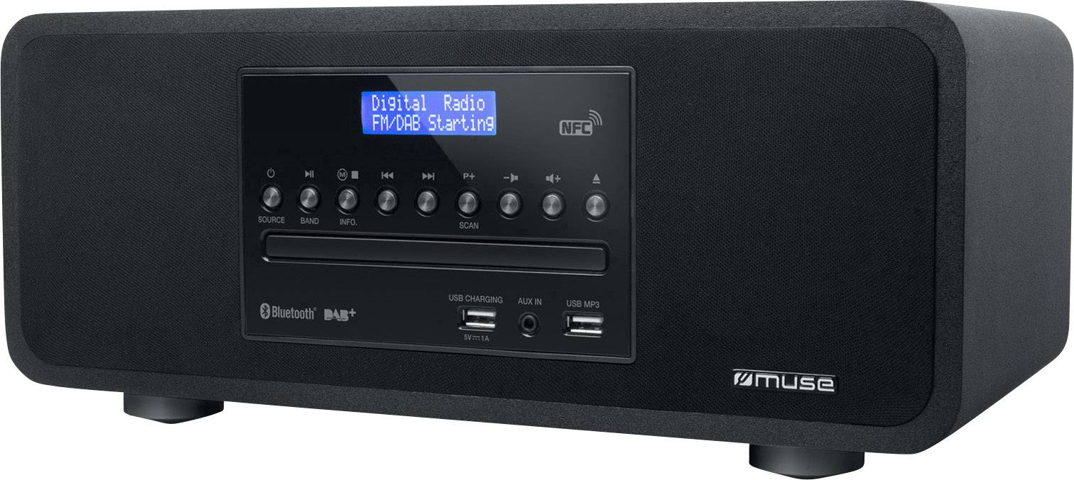 Muse M785DAB Tischradio DAB+, UKW AUX, Bluetooth®, CD, NFC, USB Akku-Ladefunktion Schwarz