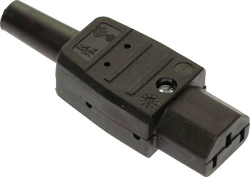 As - Schwabe 62081 Kaltgeräte-Steckverbinder Stecker, gerade Gesamtpolzahl: 3 10A Schwarz 1St.