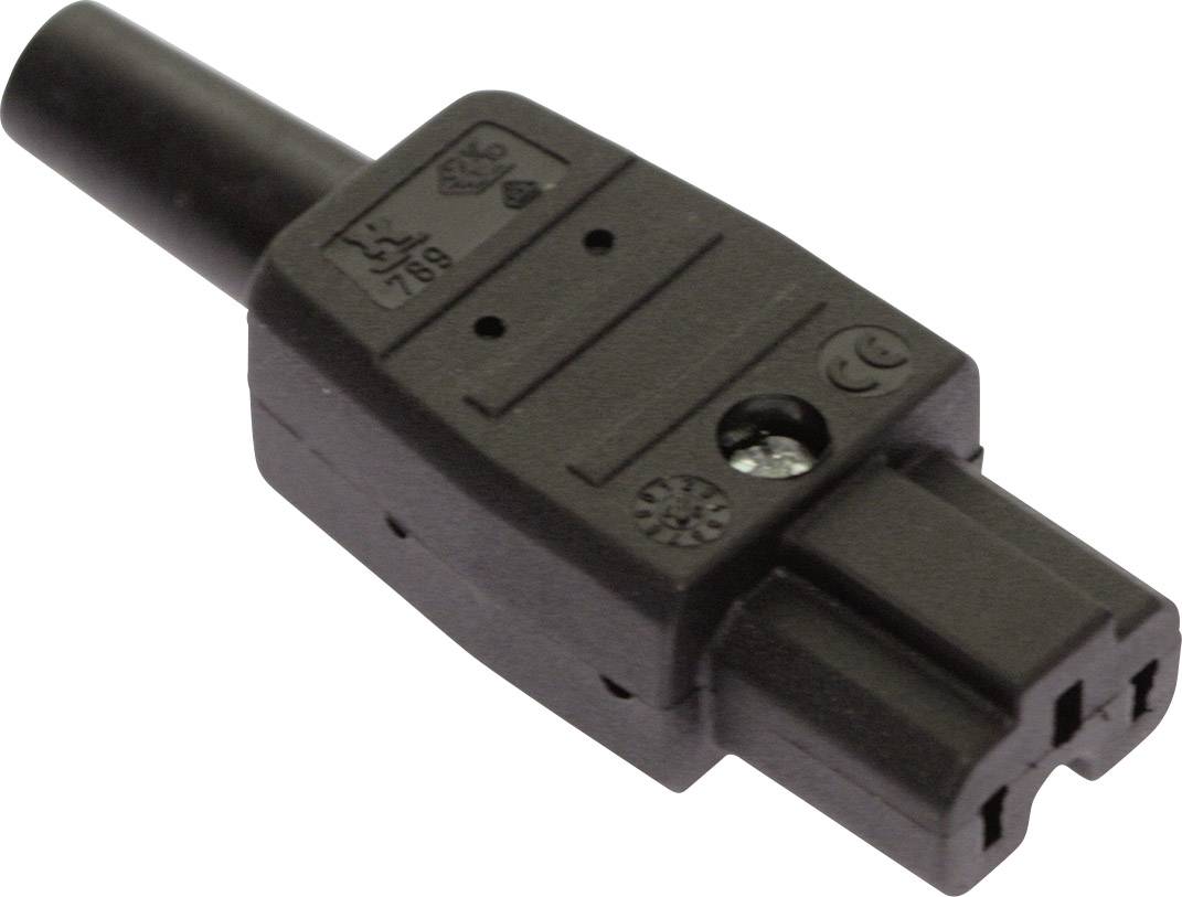 AS Schwabe 62083 Warmgeräte-Steckverbinder Stecker, gerade Gesamtpolzahl: 2 10 A Schwarz 1 St.