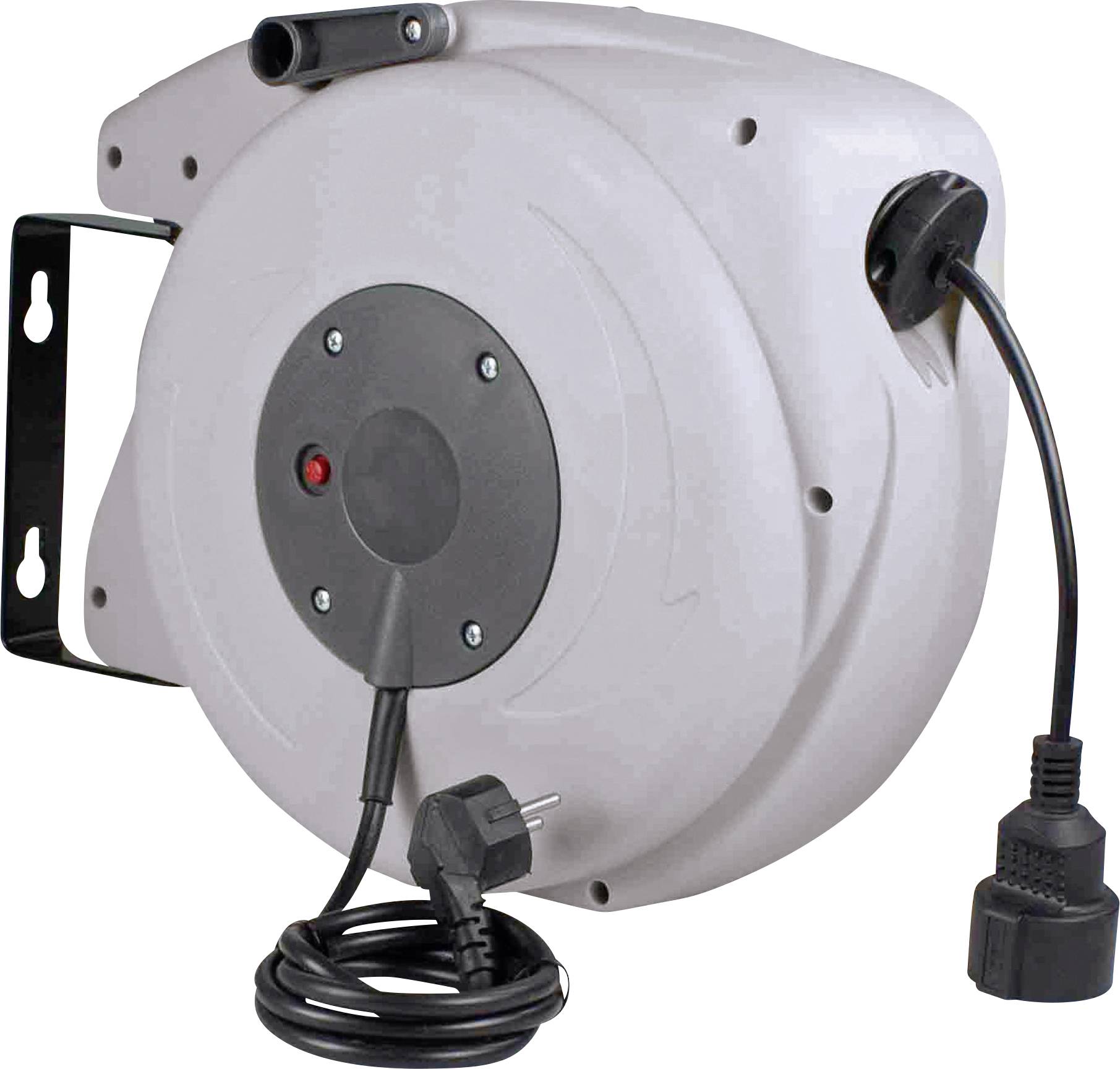 AS Schwabe 12611 Wandkabeltrommel 15.00 m Schwarz Schutzkontakt-Winkelstecker, Frankreich-Stecker