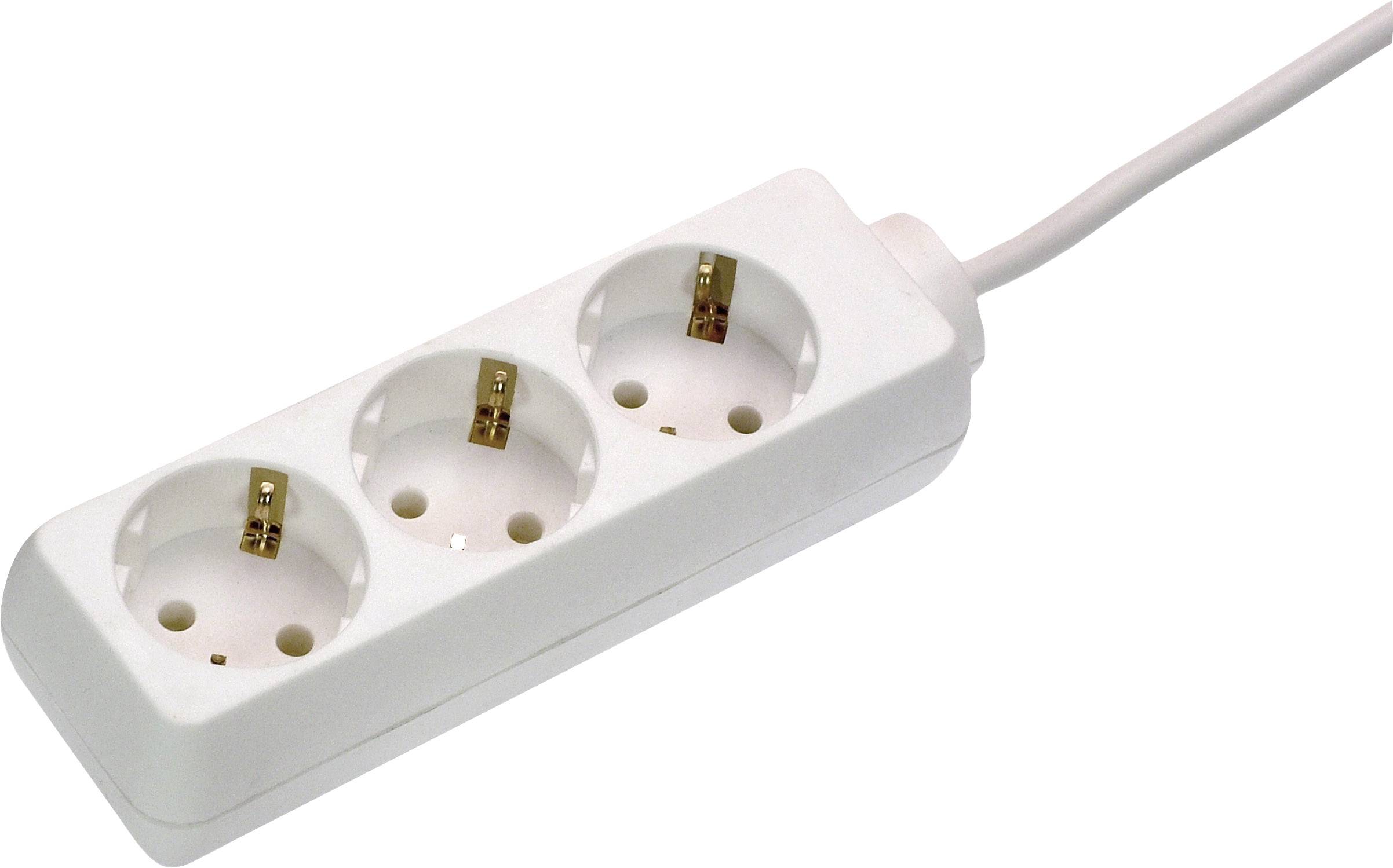 Dreifachsteckdose mit einem Kabel, geeignet zur Erweiterung von Steckmöglichkeiten. Ideal für den Einsatz in Haushalten oder Büros.