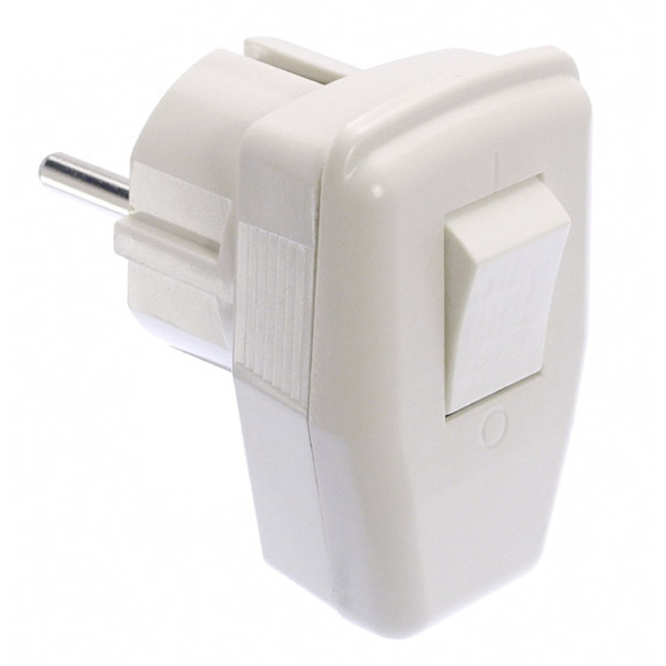 AS Schwabe 45035 Schutzkontakt-Winkelstecker Kunststoff mit Schalter 230V Weiß IP20