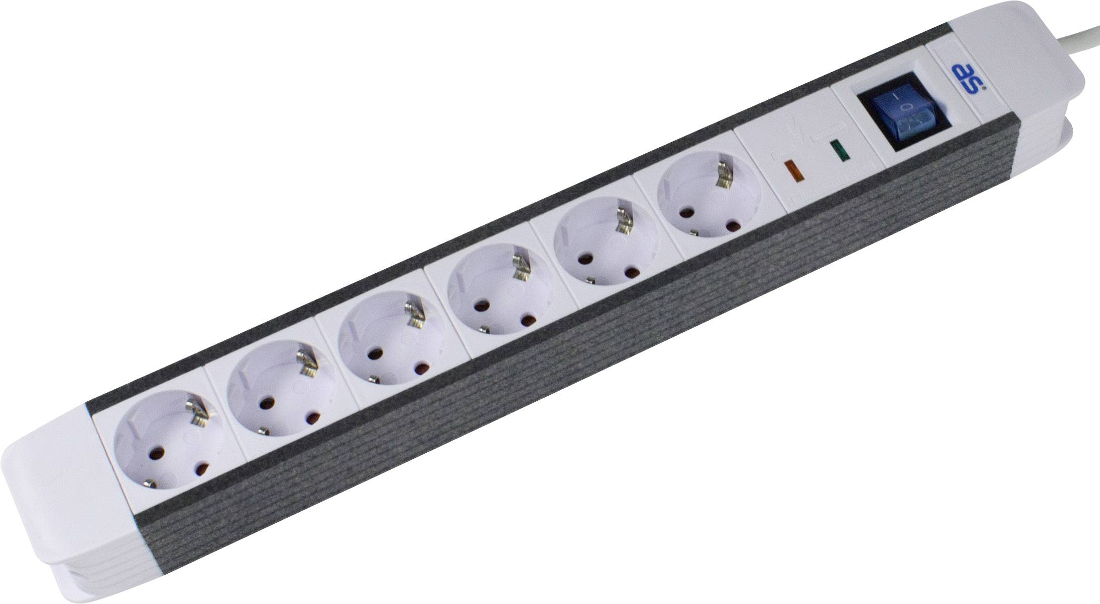 AS Schwabe 18666 Überspannungsschutz-Steckdosenleiste Weiß, Schwarz Schutzkontakt 1St.