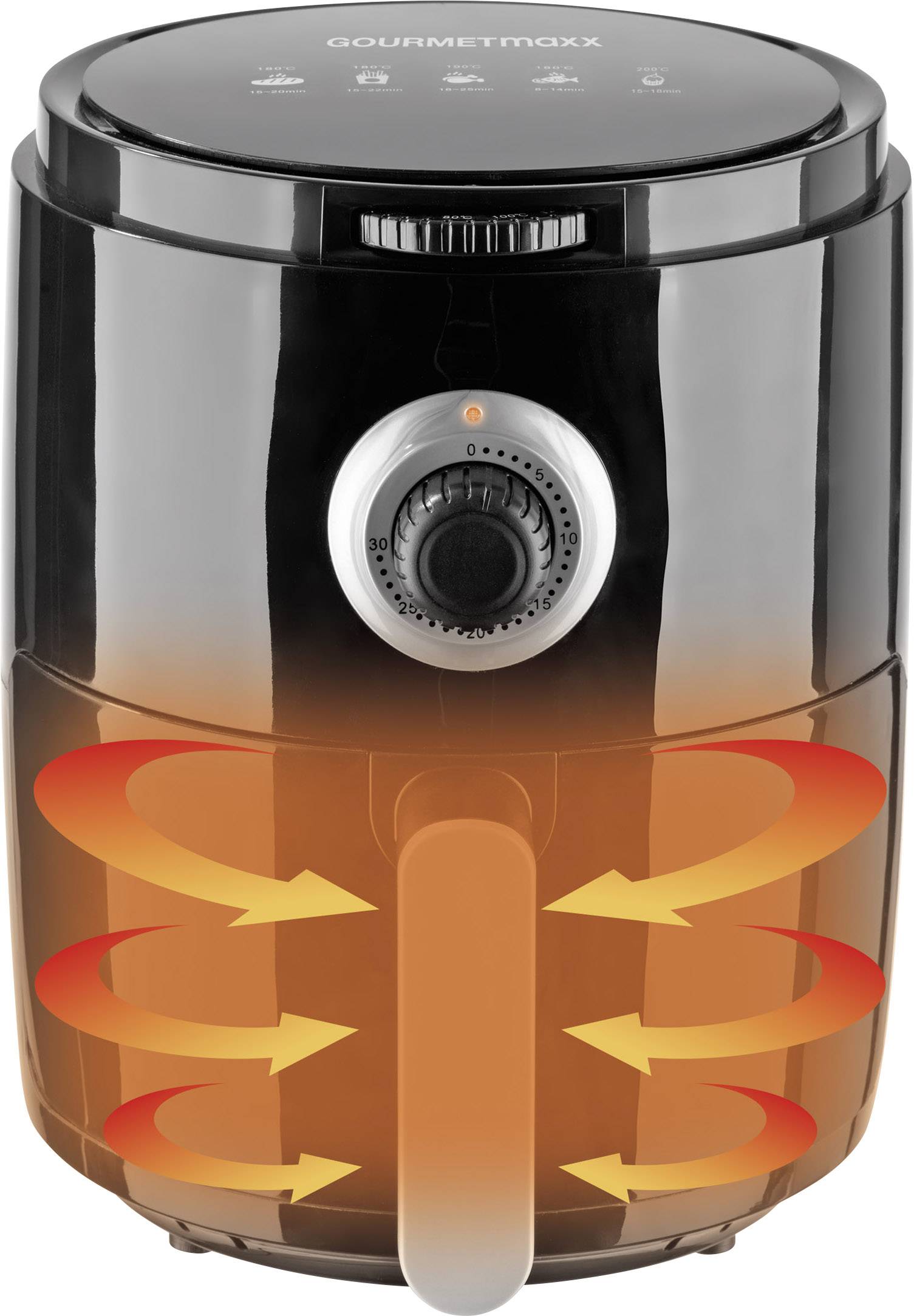 GourmetMaxx 01018 Heißluft-Fritteuse 1200W Schwarz, Silber