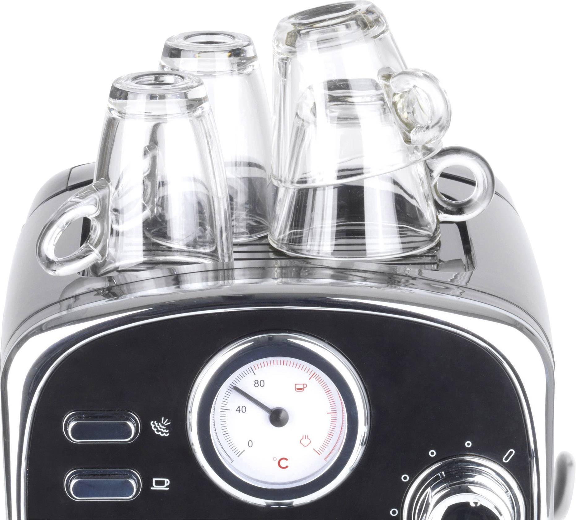 GourmetMaxx Barista Retro Espressomaschine mit Siebträger Schwarz 1100W