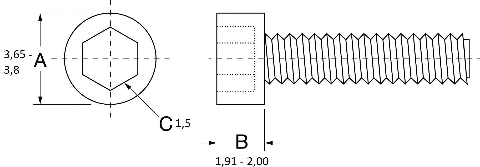 PB Fastener ANSI B18.3.1M-1986 701391 Zylinderkopfschraube M2 10mm Keramik 1St.