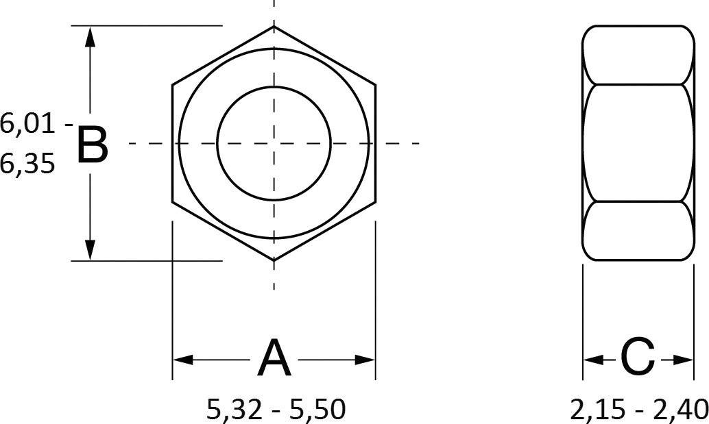 PB Fastener ANSI B18.2.4.1M-1979 (R1995) 702355 Sechskant-Mutter M4 Keramik 1St.