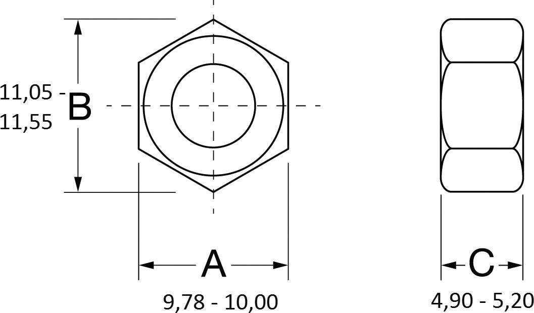 PB Fastener ANSI B18.2.4.1M-1979 (R1995) 702356 Sechskant-Mutter M5 Keramik 1 St.