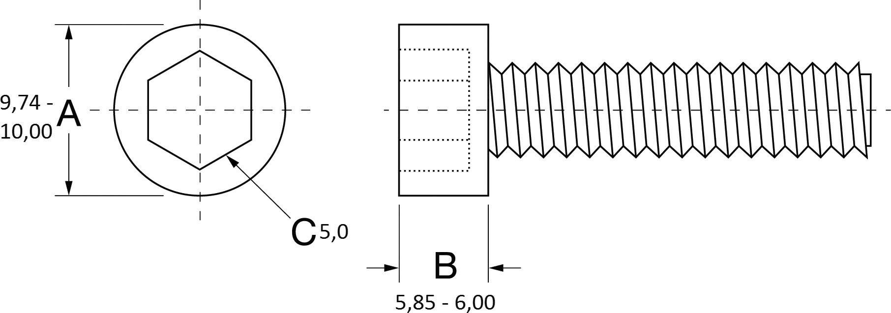 PB Fastener ANSI B18.3.1M-1986 701409 Zylinderkopfschraube M6 5mm Keramik 1St.