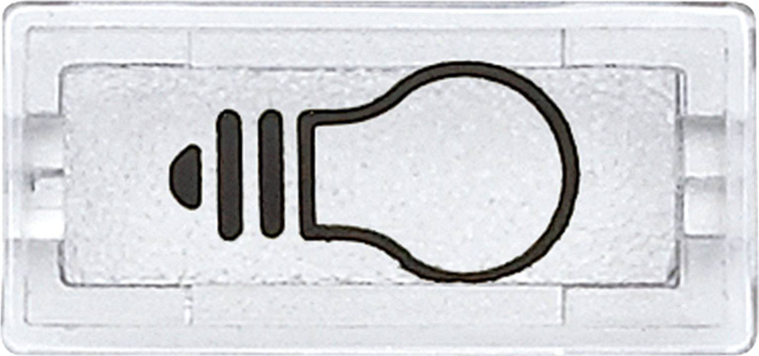 Ein transparenter Schalter mit einem stilisierten Glühbirnensymbol, das auf Beleuchtung hindeutet.