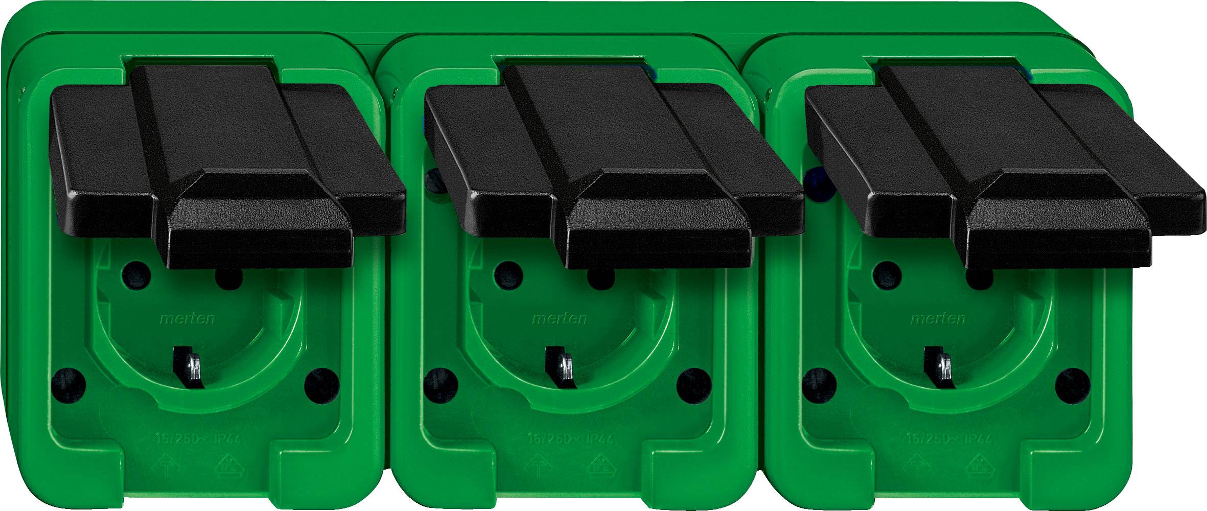 Merten Komplett Schutzkontakt-Steckdose mit Klappdeckel Grün 229377 1St.