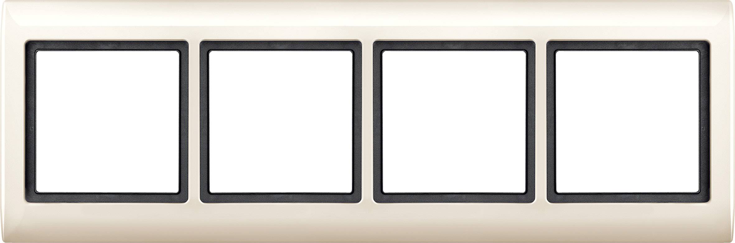 Vierfacher Rahmen in Beige für Schalter oder Steckdosen, ohne Einsätze.