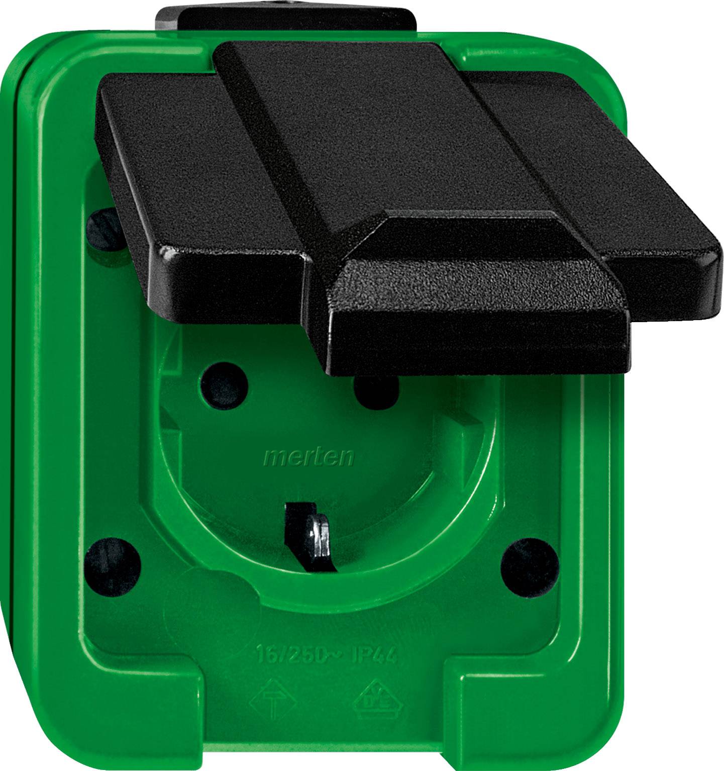 Merten 1fach Komplett Schutzkontakt-Steckdose mit Klappdeckel Grün 279077 1St.