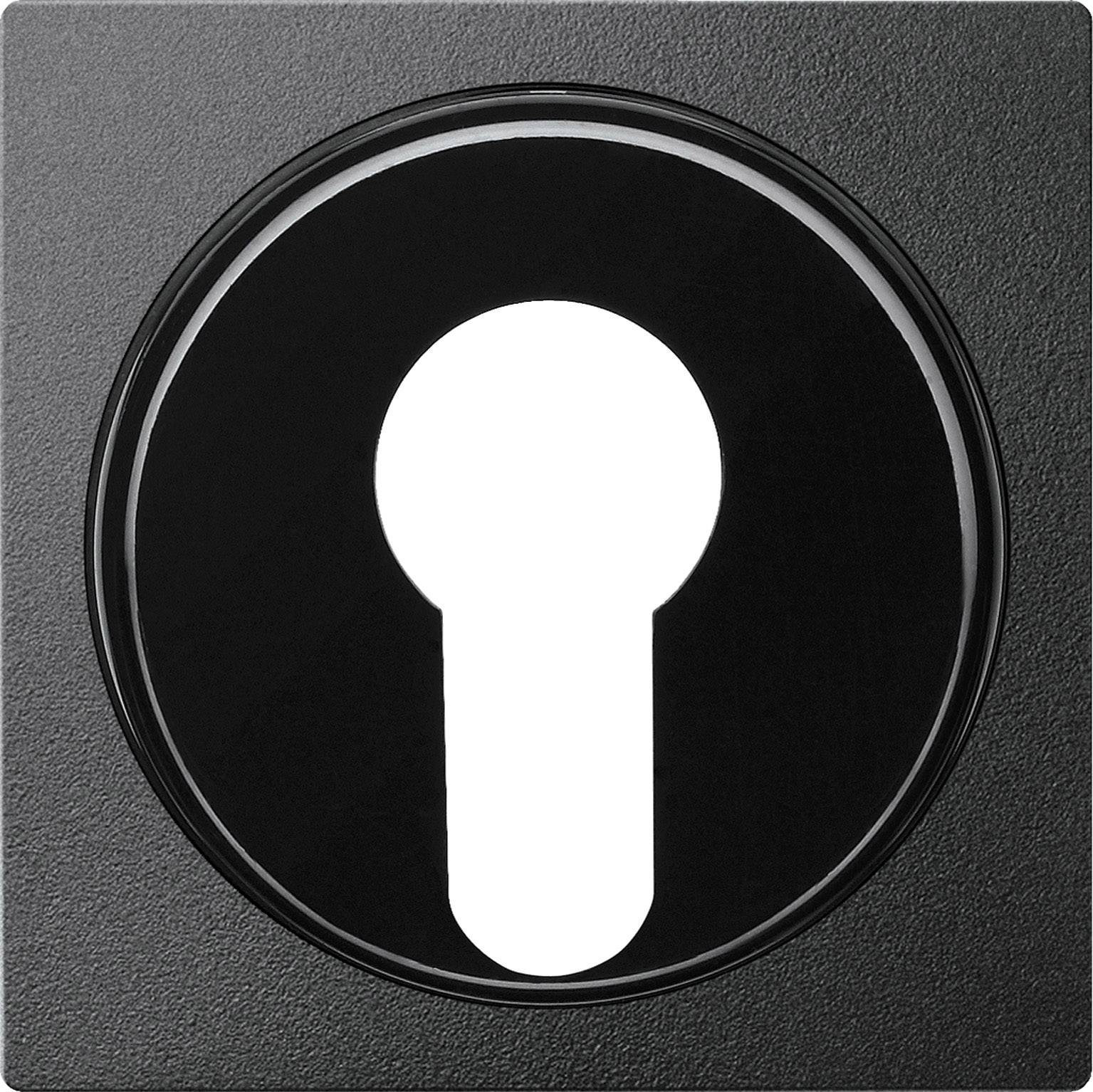 Ein schwarzes quadratisches Schild mit einem weißen Schlüssellochsymbol in der Mitte.