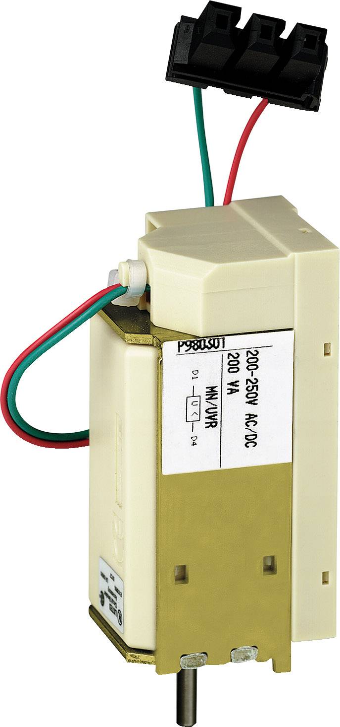 Ein elektrischer Aktuator mit rechteckigem Gehäuse, zwei angeschlossenen Kabeln und schwarzem Stecker. Geeignet für 220-250V AC.