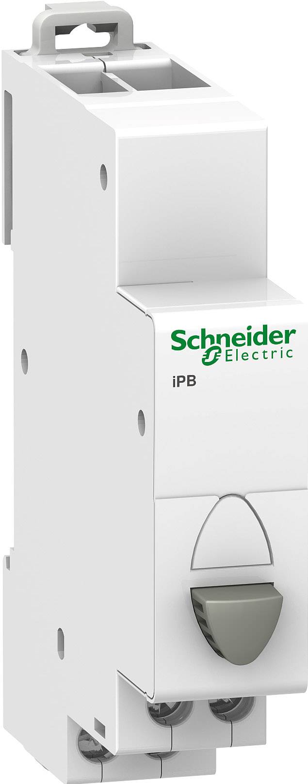 Ein Schalter von Schneider Electric mit der Aufschrift 'iPB', geeignet für die elektrische Installation, abgebildet in einem weißen Gehäuse.