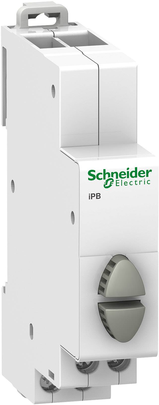 Ein weißer Schalter von Schneider Electric mit der Bezeichnung 'iPB', geeignet für Elektroinstallationen.